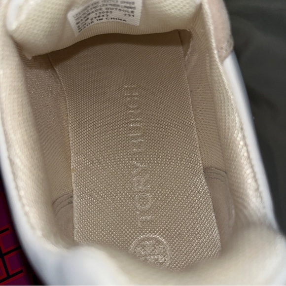 Tory Burch Leather and Suede Logo Sneakers - Picture 11 of 11